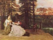 Courbet, Gustave Dame auf der Terrasse (Le dame de Francfort) oil painting artist